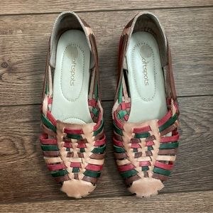 Softspots Trinidad Leather Multicolor Huarache Flats Woven Slip On Sandals